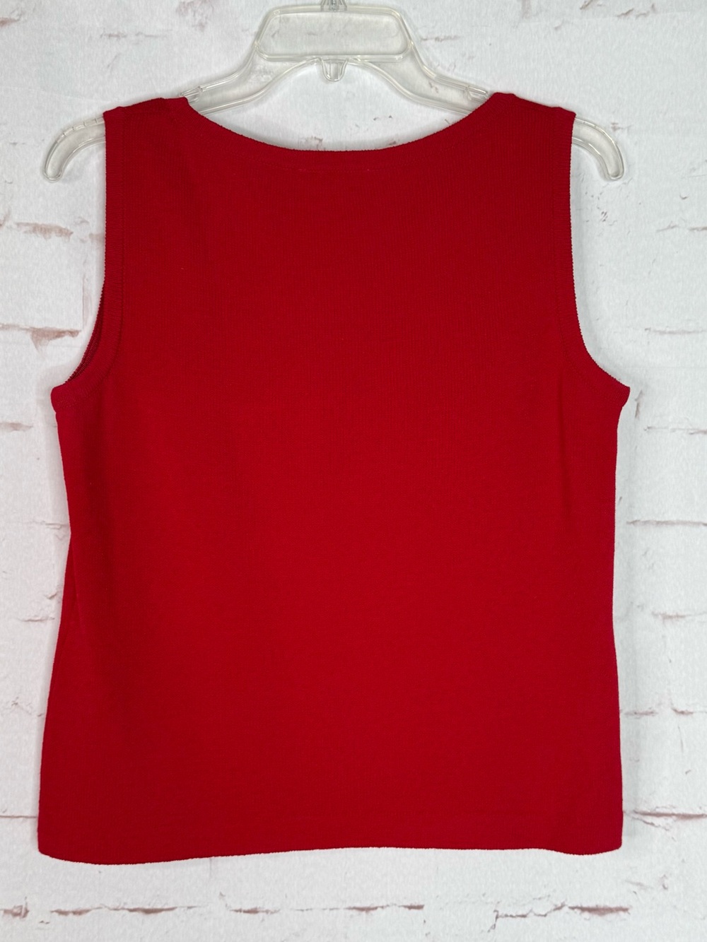 ST. JOHN Sport Santana Knit Red Shell Size Small Scoop Neck Sleeveless Tank - Picture 5 of 14